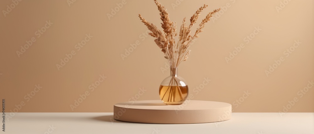 flowers in a vase minimalistic . empty podium and mockup flowers in a vase minimalistic . empty podium and mockup