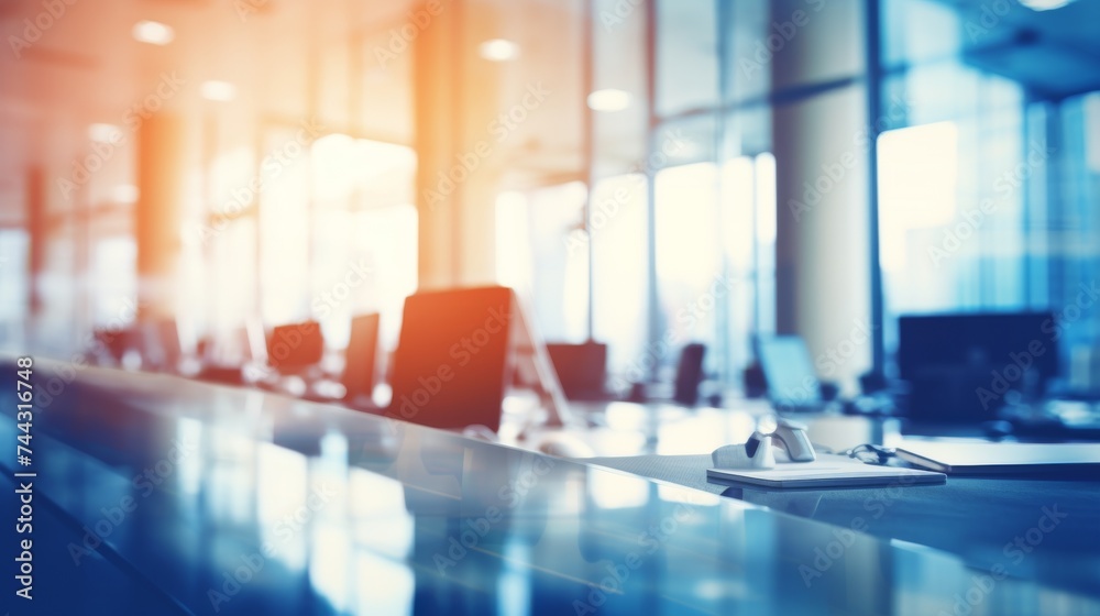 Blurred empty open space office background Blurred empty open space office background