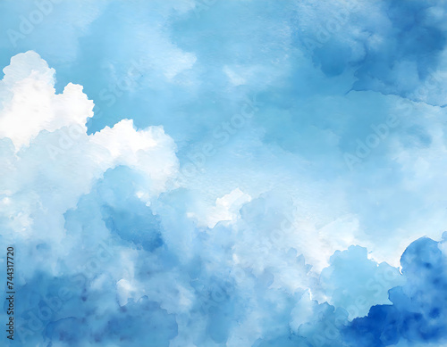 watercolor background with clouds-generative ai