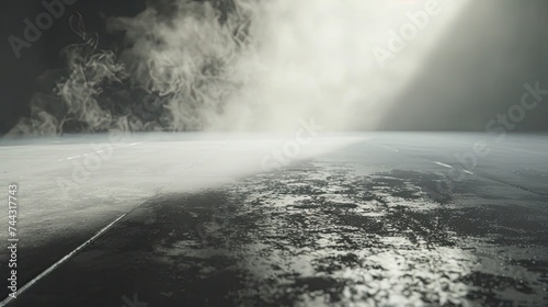 Texture dark concrete floor with mist or fog - generative ai