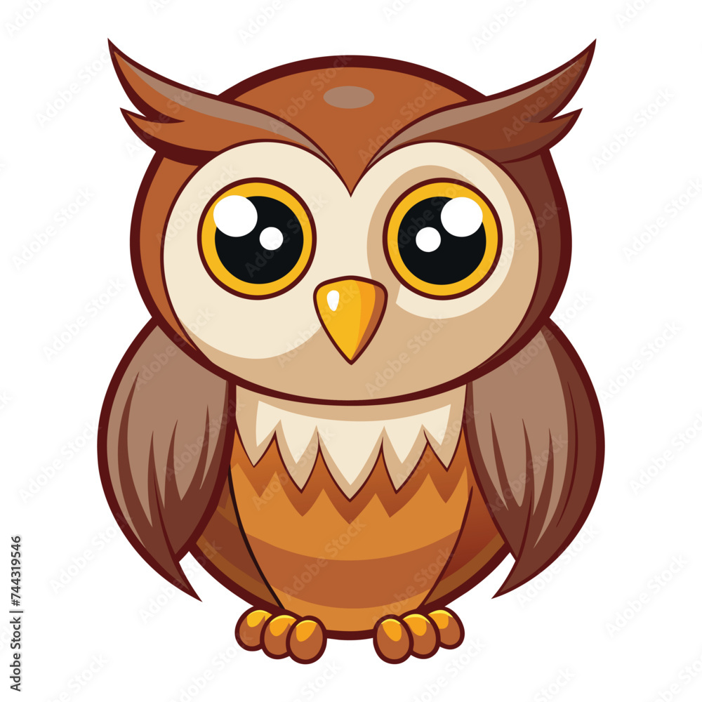 Vector of illustration Cartoon cute Owl on white