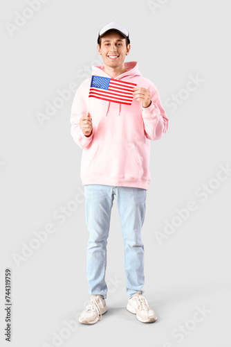 Young man with USA flag on ...