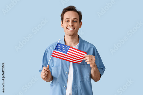 Young man with USA flag on ...