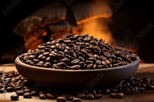 Roasted coffee beans. Natural food. Generate AI