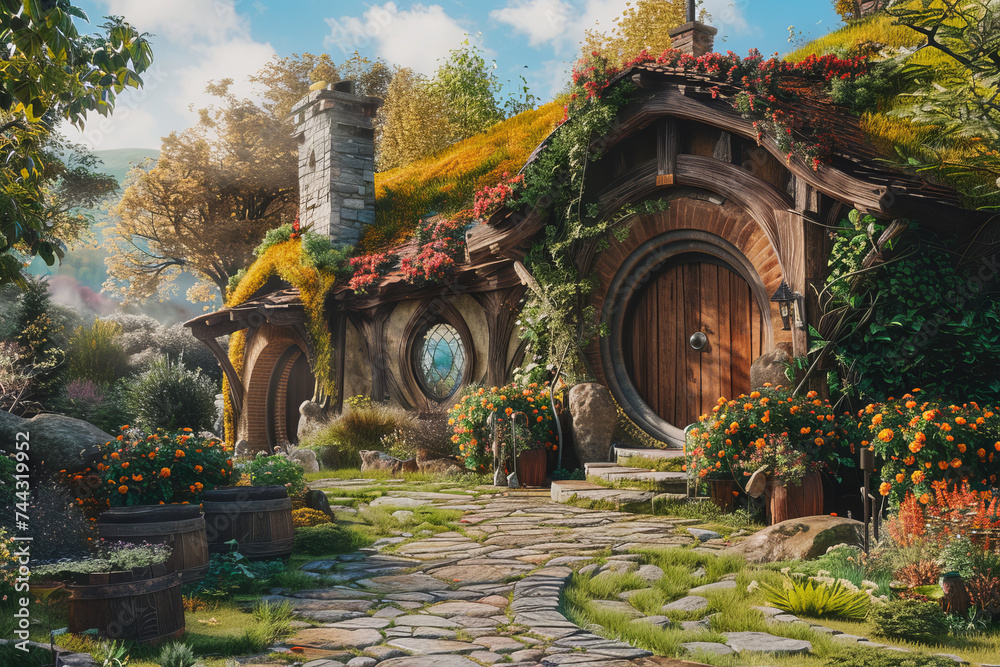 Mysterious House with a Grass Roof, Resembling a Dwarf's Cozy Abode Mysterious House with a Grass Roof, Resembling a Dwarf's Cozy Abode