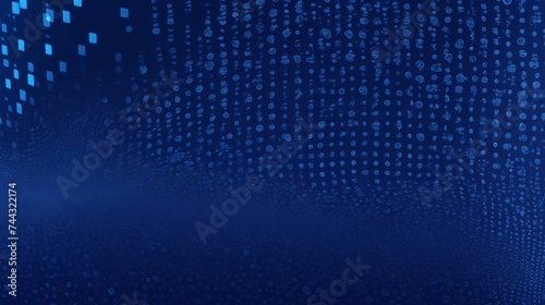 Wave of dots and weave lines. Abstract blue background for design on the topic of cyberspace, big data, metaverse, network security, data transfer on dark blue © Kasun Udayanga