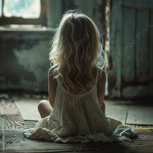 little girl back view