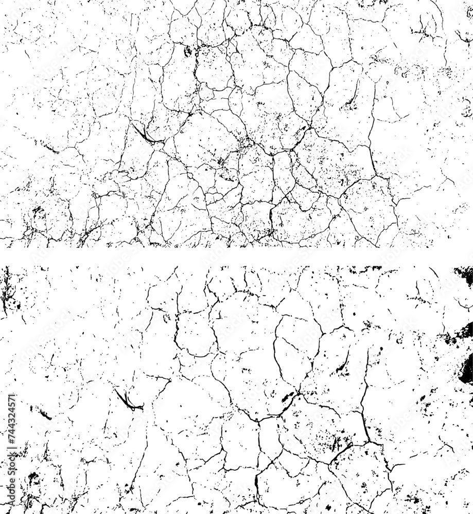 A Set of Vintage black and white a cracked wall, black and white vector of a cracked wall, cracked ,cracked texture background vector illustration,
