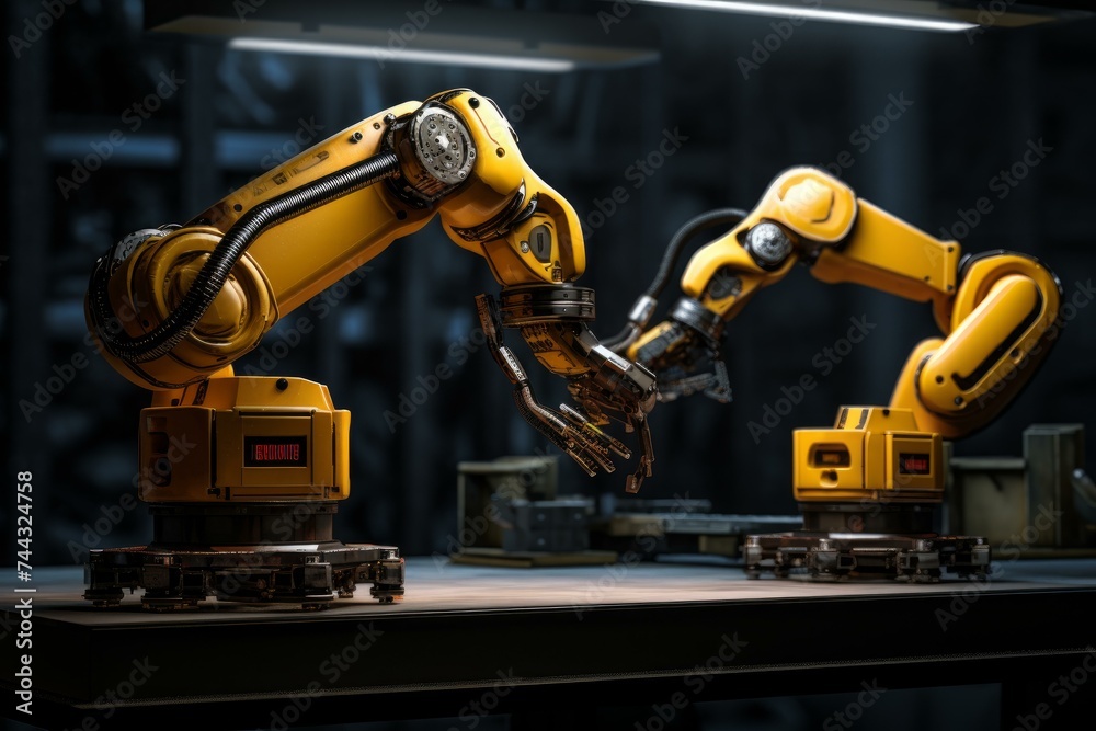 Robotics arm factory industrial. Smart machinery. Generate Ai