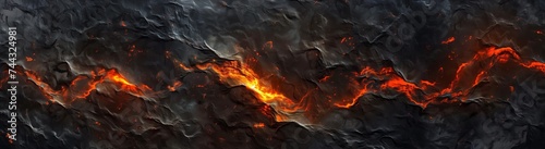 Volcanic Veins Glowing Lava Cracks in Charred Terrain Panorama