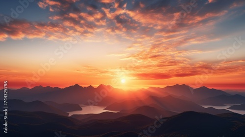 Golden sunrise over a remote mountain range