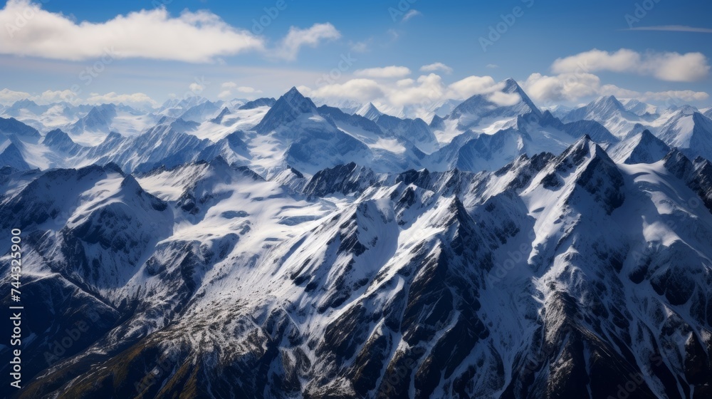 High-altitude vista of layered mountains