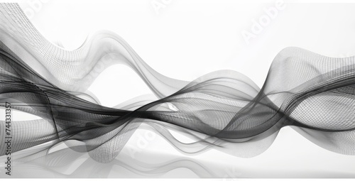 An abstract black and white wavy line, web art, conceptual minimalism, white background
