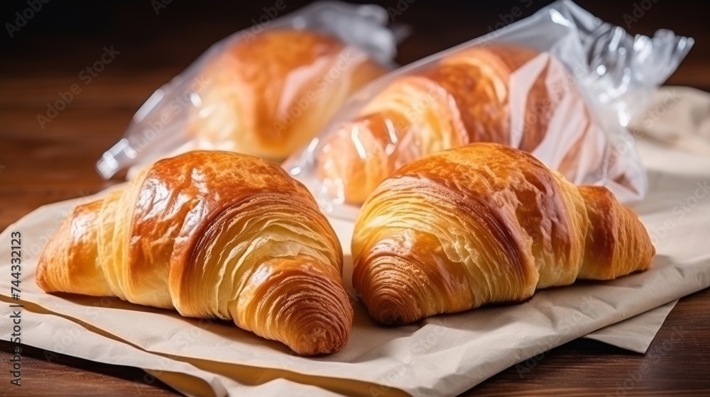 Sets of raw croissants with butter Sets of raw croissants with butter