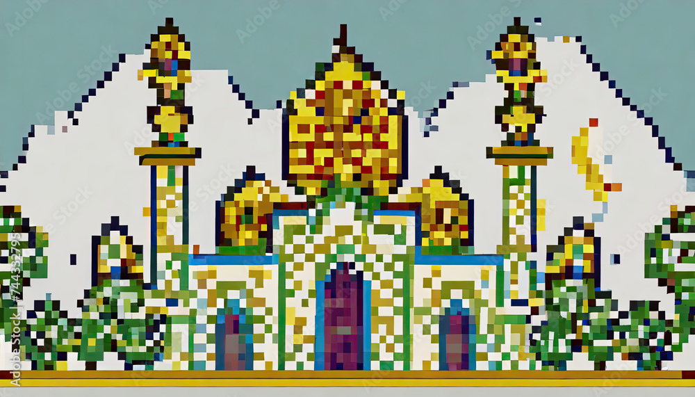 illustration of a mosque pixer art illustration of a mosque pixer art