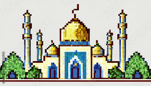 illustration of a mosque pixer art