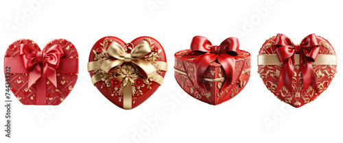 Gift box for Valentines day heart shaped with ribbons