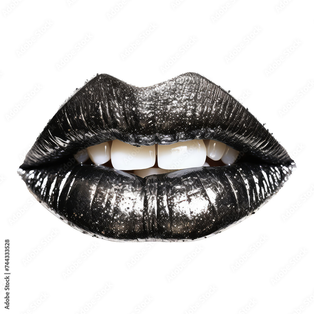 Black lips covered with sequins