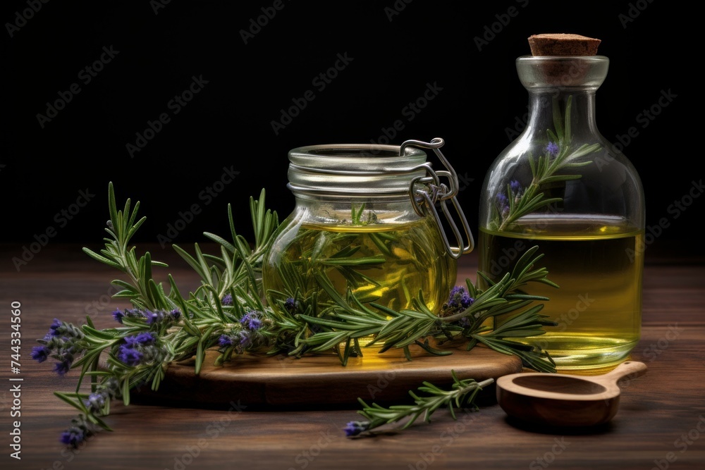 Rosemary oil. Leaf skin food. Generate Ai