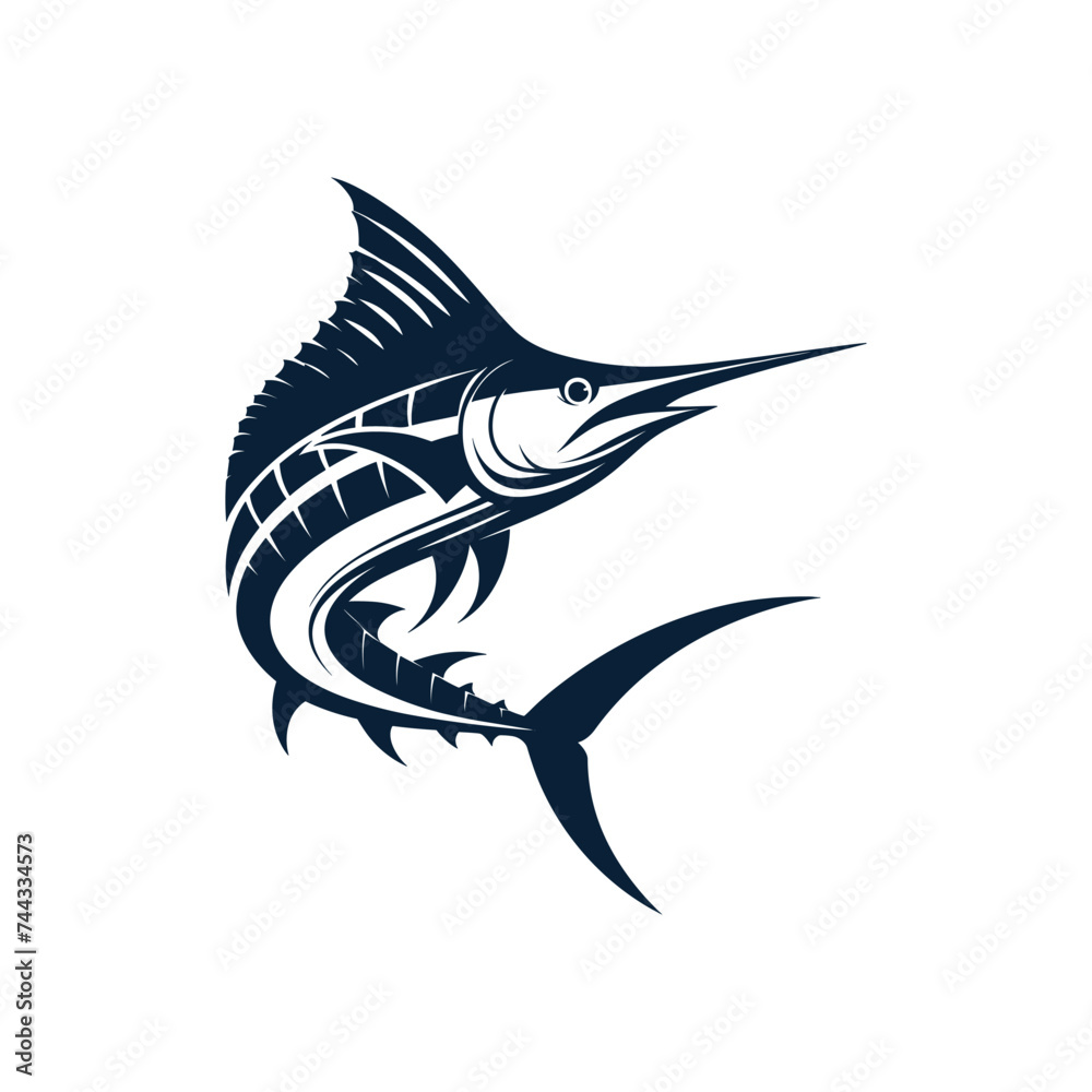 Vector icon illustration silhouetted blue marlin fishing logo Vector icon illustration silhouetted blue marlin fishing logo
