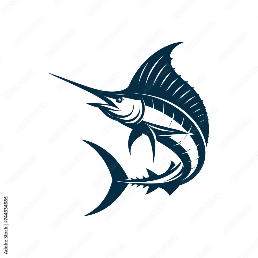 Fototapeta premium Silhouette of a blue marlin fishing logo icon vector illustration