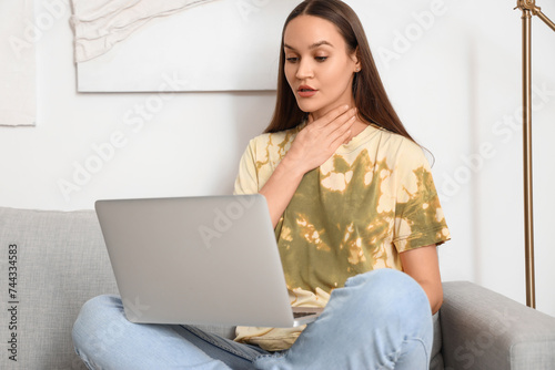 Ill young woman video chatt...