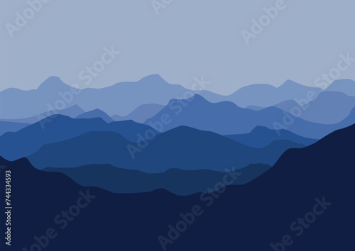 mountains landscape nature. Vector illustration in flat style.