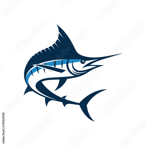 Silhouette of a blue marlin fishing logo icon vector illustration