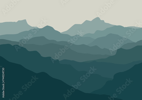 mountains landscape nature. Vector illustration in flat style.