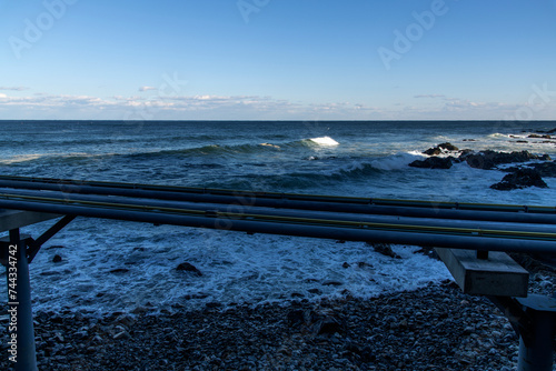 View of the monorail at the seaside in winter photo