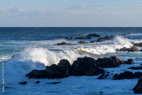 View of the surf in winter sea photo