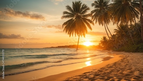 "Spectacular Tropical Beach Sunset Scene"