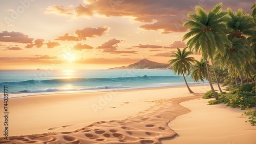 "Spectacular Tropical Beach Sunset Scene"