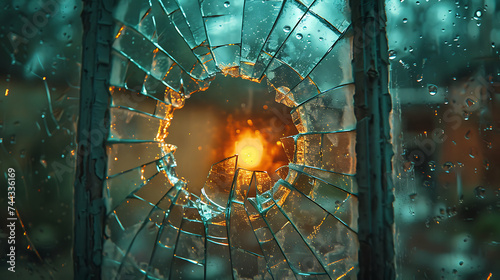 Broken glass texture frame realistic smashed window AI Image Generative