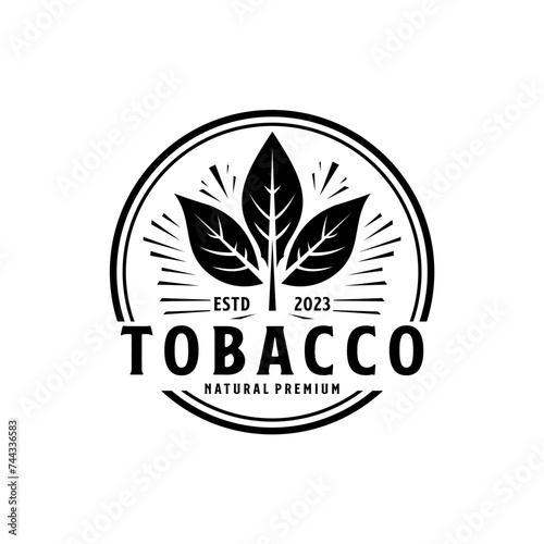 vintage natural premium tobacco leaf logo 