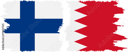 Bahrain and Finland grunge flags connection vector