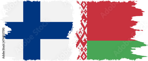 Belarusian and Finland grunge flags connection vector