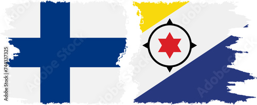 Bonaire and Finland grunge flags connection vector