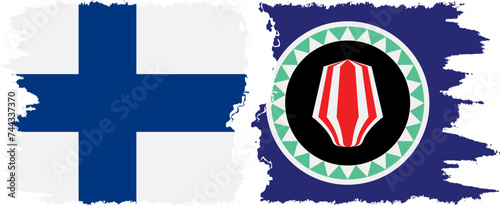Bougainville and Finland grunge flags connection vector