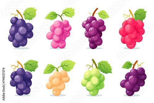 Luscious Grapevine: A Vibrant Collection of Ripe, Juicy, and Healthy Fruit on a Fresh Green Leaf Background