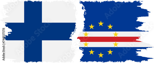 Cape Verde and Finland grunge flags connection vector