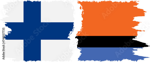 Chagos and Finland grunge flags connection vector