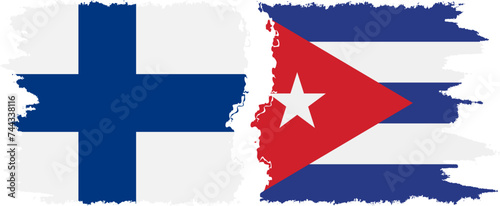 Cuba and Finland grunge flags connection vector