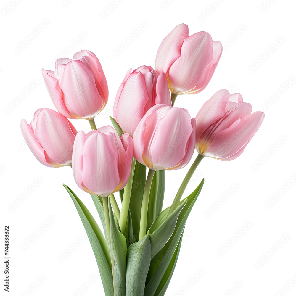 Fototapeta premium pink tulips isolated on transparent background
