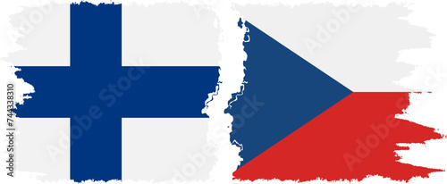 Czech and Finland grunge flags connection vector