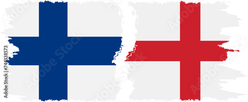 England and Finland grunge flags connection vector