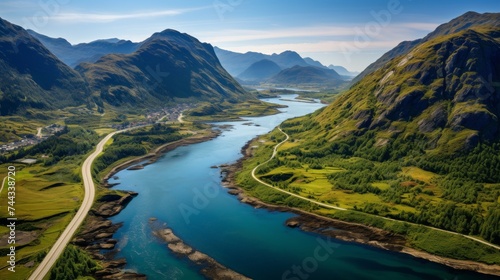 Aerial view of bridge with surrounded river 