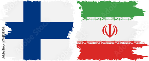 Iran and Finland grunge flags connection vector