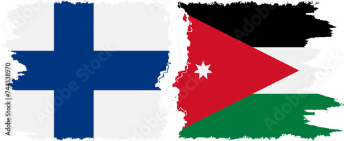 Jordan and Finland grunge flags connection vector