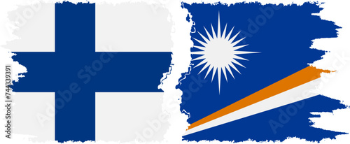 Marshall Islands and Finland grunge flags connection vector